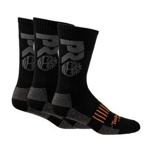 Timberland Pro Mens Big Logo Crew Socks (Pack of 3) / Black/Gray